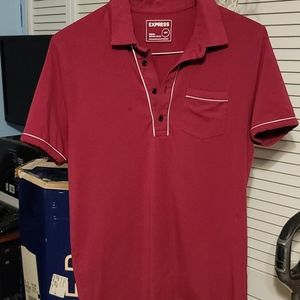 Express Short Sleeve Maroon & White Polo Shirt